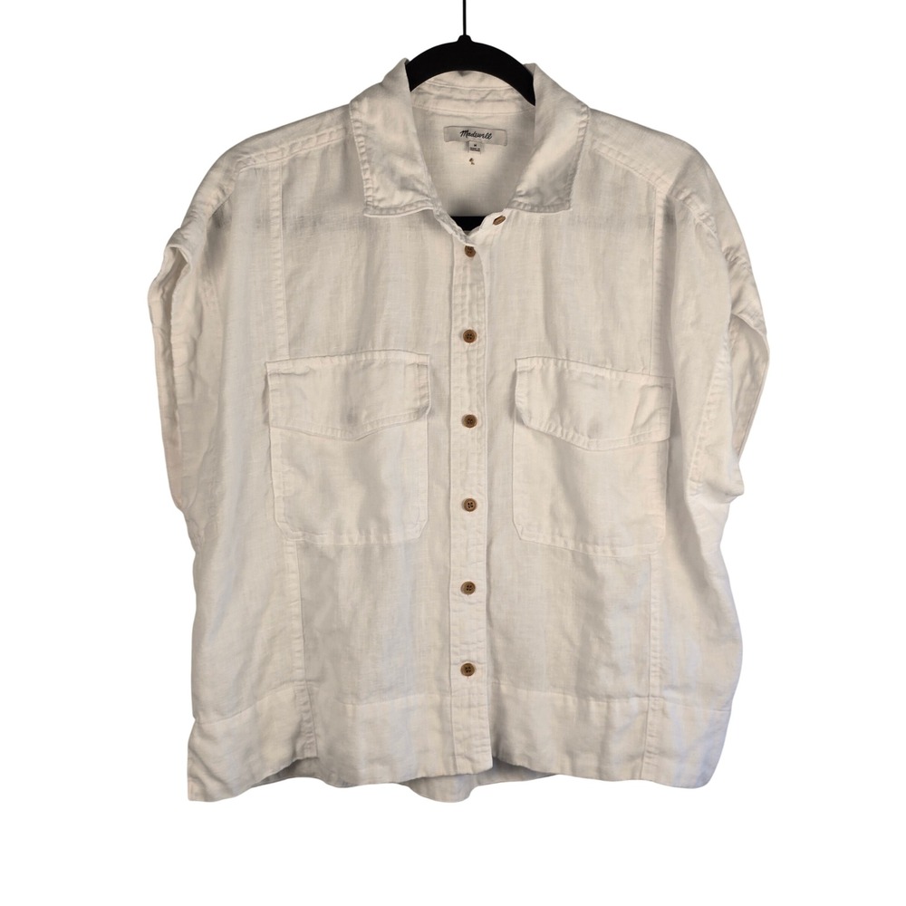 Madewell White Button-Down Pocket Shirt